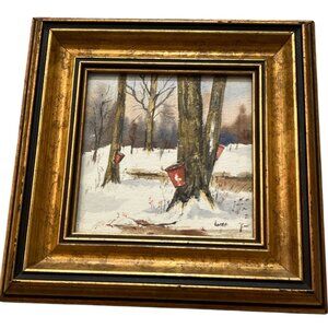 WATERCOLOUR PAINTING Sugar Maple Tree 10" x 10" Winter Scene Original Art